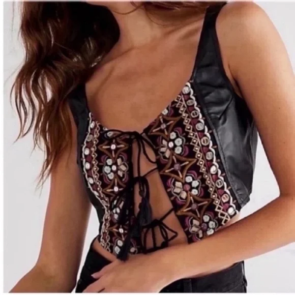 Free People Jade Crop Top XS NWT free people crop top free people leather top - Picture 7 of 8